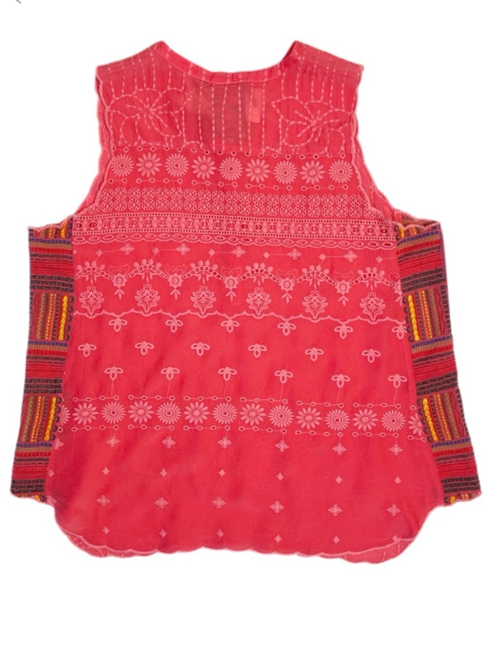 Johnny Was Boho Sleeveless Turia Tank‎ Embroidered Top Coral Pink Medium - Picture 3 of 6